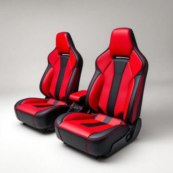 Carbon Sport PU Leatherette Seat Cover (Black & Red)